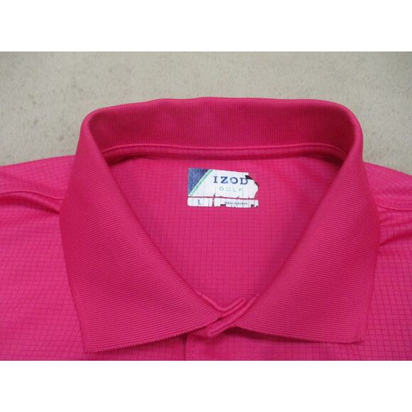 Izod Mens Golf Polo Shirt Short Sleeve Logo Casual Size Large Pink - Picture 6 of 7